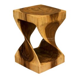 New Hand Carved Acacia Wood Honey Twist Table Side Wooden Stool Lamp Plant Stand 