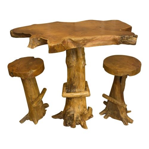 Java Teak Root Wood Bar Table Kitchen, Teak Root Bar Table And Stools Set