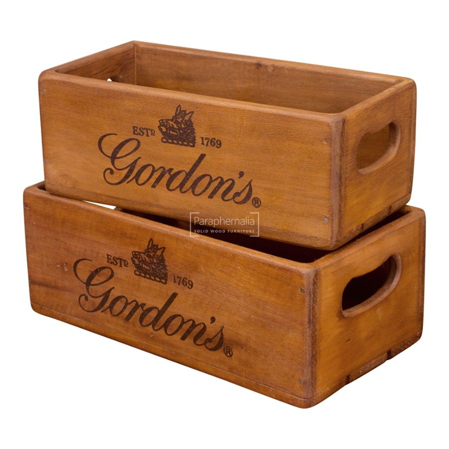 Gordon's Vintage Crate Box - Mango wood open box crate - rustic