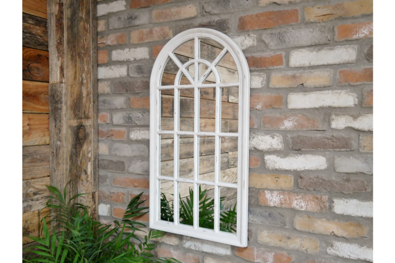 Arched Window Mirror Painted White, Wooden Arch Window Mirror