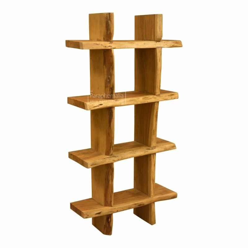 Solid Acacia Wood Living Edge Wall, Acacia Wood Ladder Bookcase
