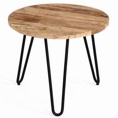 Palu Reclaimed Teak Wood Side Table, Rustic End Tables With Metal Legs