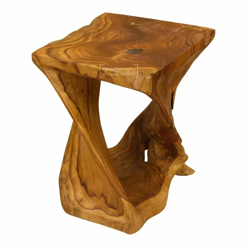 Teak Root Twist Stool Table Wooden, Wooden Twist Coffee Table