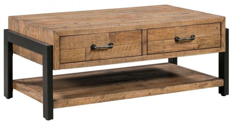 Jasper Reclaimed Wood Coffee Table With, Small Table With Drawers And Shelves