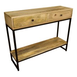 New York Industrial Console Table Mango Wood 2 Drawer Side Table Industrial Indian Furniture Mango Wooden Furniture The single drawer side table pairs up flawlessly with this bedroom collection, minimally detailed it makes for a simple treasure. new york industrial console side table mango wood 2 drawers and shelf