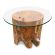 Java Teak Root Solid Block Side Table - Round Glass Top