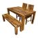 Jali Sheesham 140cm Dining Table + 2 Chairs + 1 Bench