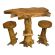 Java Teak Root Wood Bar Table / Kitchen Breakfast Bar Table + Two Backless Bar Stools
