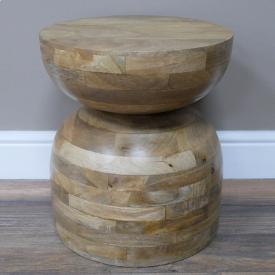 Mango Wood Hourglass Bobbin End Table / Side Table