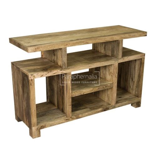 Ambala Cube Light Mango Wood TV Stand / Multi Shelf - Large