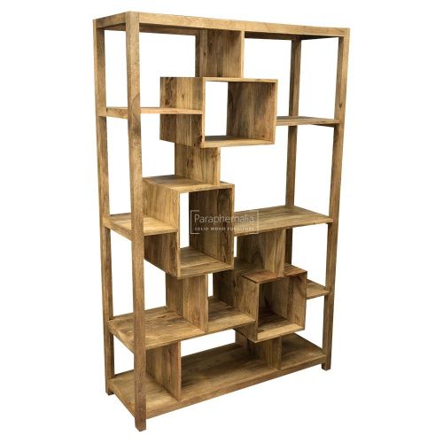 Ambala Cube Light Mango Wood Multi Shelf Display Unit / Bookcase