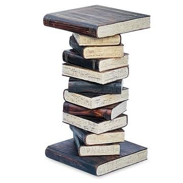 Monkey Pod Book Stack Table (XL - Dark Brown with Pale Edge)
