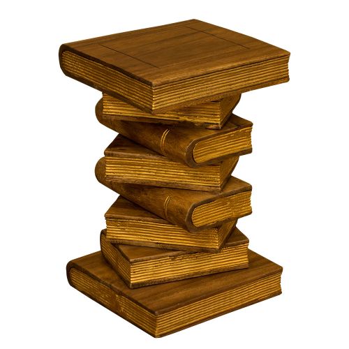 Monkey Pod Book Stack Table (Large - Waxed with Gold Edge)