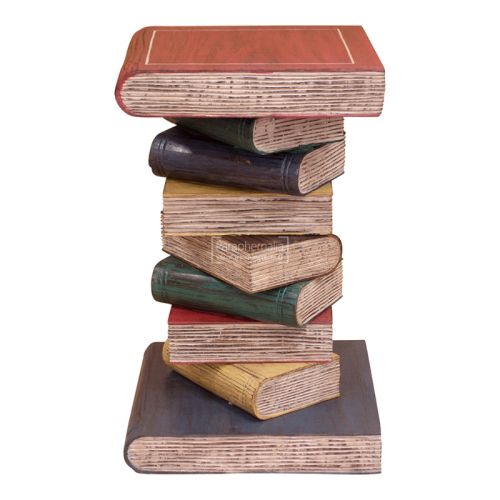 Monkey Pod Book Stack Table (Large Coloured with Pale Edge)