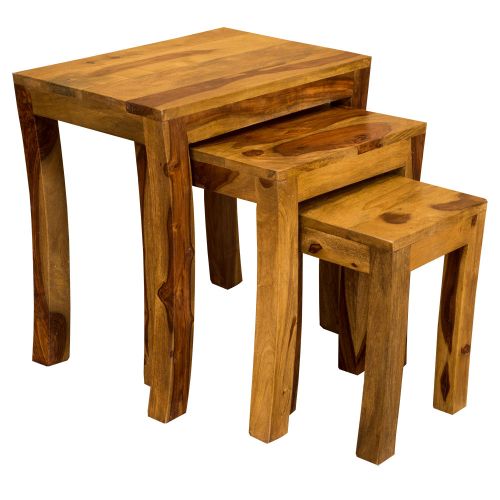 Jali Sheesham Nest of Tables - Curved Legs