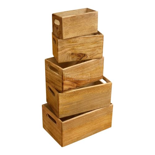 Mango wood open top box /  storage crate - Choice of sizes