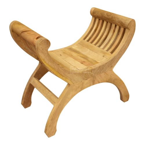 Mango Wood Curved Chair / Seat / Stool