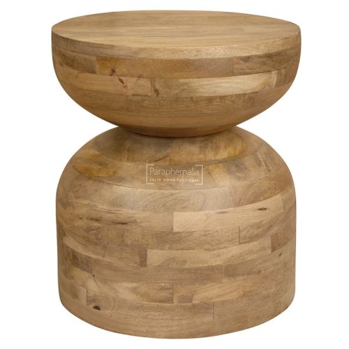 Mango Wood Hourglass Bobbin End Table / Side Table