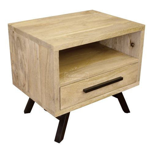 New York Mango Wood Side Table / Bedside Table 