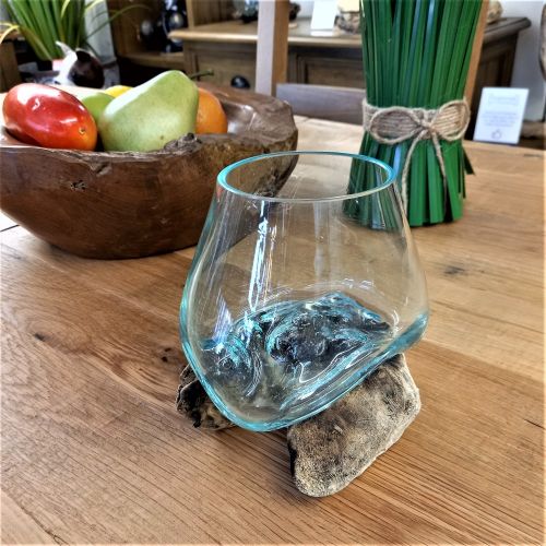 Tree Root Wood with Glass Bowl - Mini