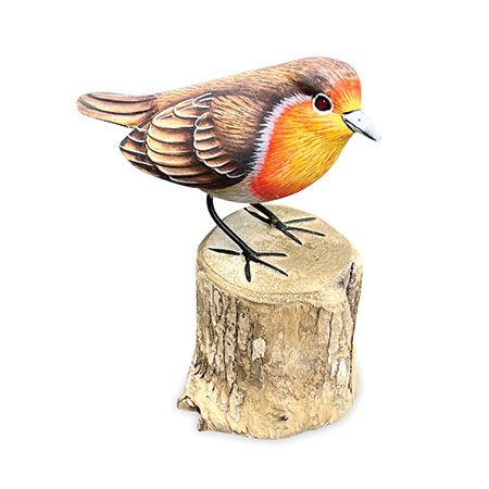 Handpainted Robin on Driftwood Log