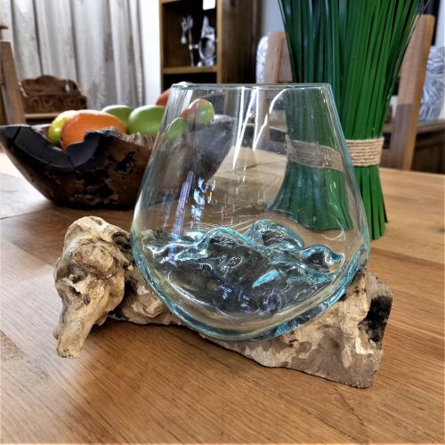 Tree Root Wood with Glass Bowl - Extra Small