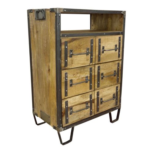 Urban Mango Wood Chest of Drawers with Metal Edging