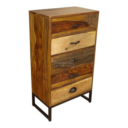 Solid Sheesham Wood Funky Chest of Drawers - Five Drawer Quirky