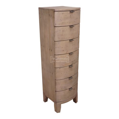 Surin Reclaimed Wood Chest of Drawers - Seven Drawer Tallboy