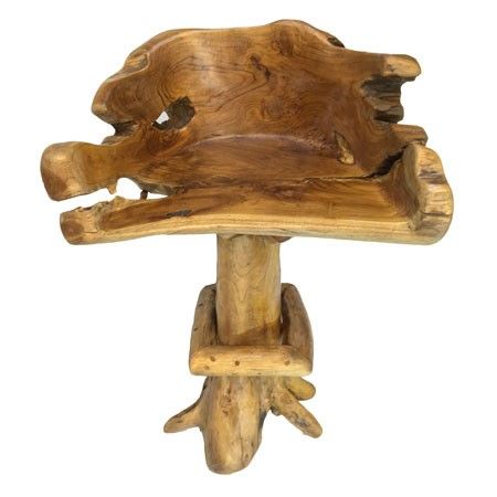 Java Teak Root Wood Bar Stool / Kitchen Swivel Chair