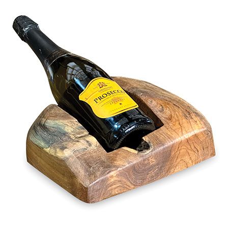 Teak Root Wood Wine Bottle Holder Block - Single