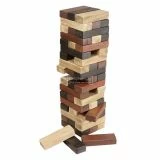 Rustic Teak Stacking Blocks Game