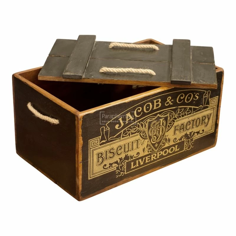 PAT YOSHIKAWA 木製コーヒーメイト収納ボックス Black Vintage Crate Boxes - Tea - Coffee - Biscuit - handmade
