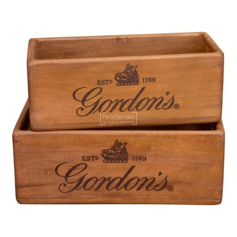 Gordon's Vintage Crate Box - Mango wood open box crate - rustic